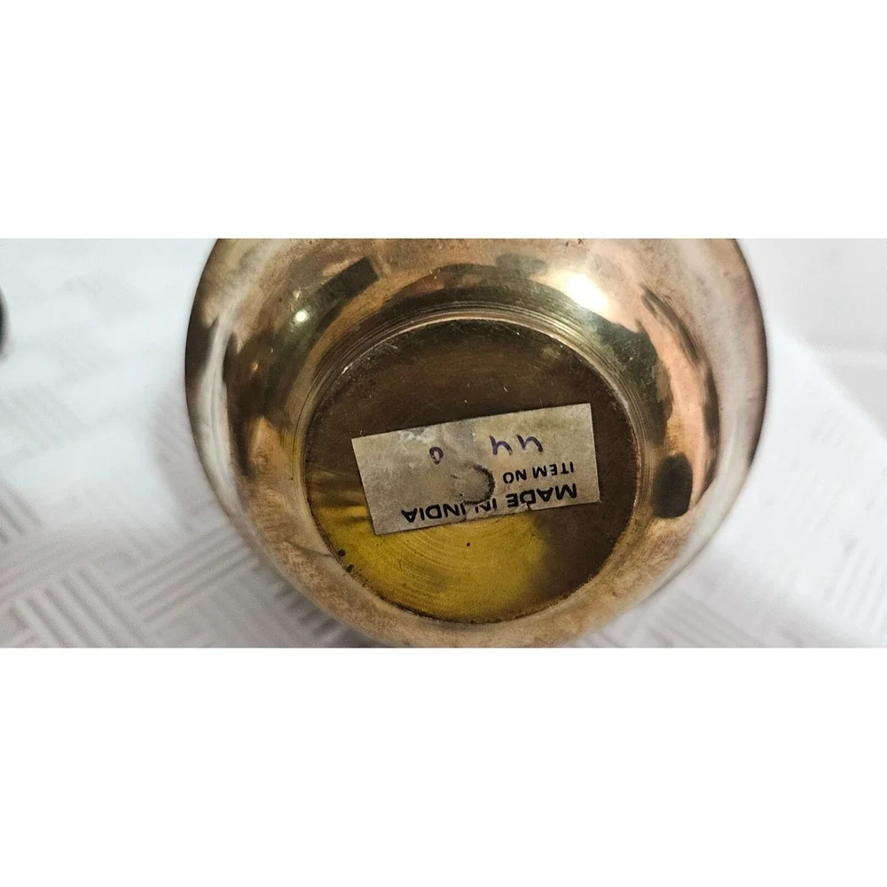 3 Bud Vase‎ Brass Solid Mid Century Modern Coil Graduated 2